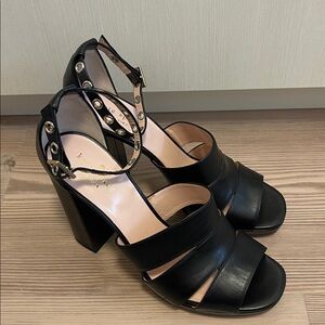 kate spade black ankle strap platform heels size 9
